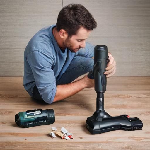 man repairing vacuum